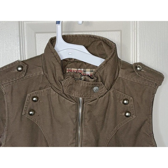 Twenty Twenty Women’s Full Zip With Pockets Large Brown Vest Jacket 20” Pit2Pit - Picture 5 of 7